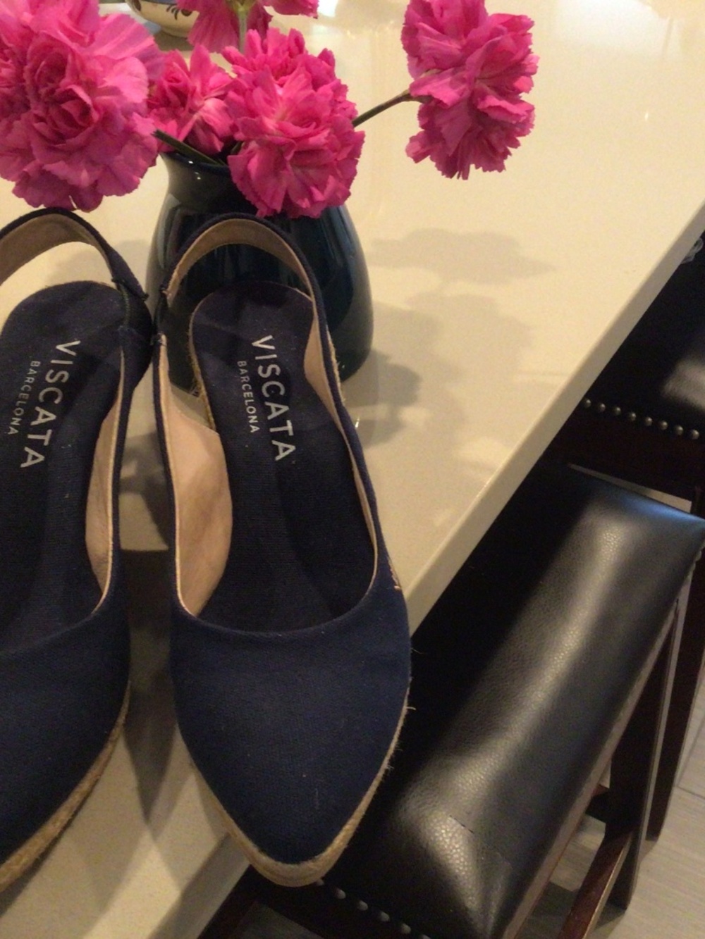 NWOT Viscata Barcelona Navy Canvas Espadrille Wedge Sandals Size 10 (EU 41)